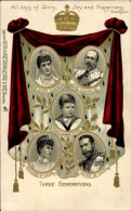 Gaufré Lithographie Adel Großbritannien, Roi Edward VII, Alexandra, Georg V, Maria Von Teck - Familles Royales