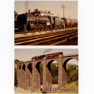 Lot 2 Photos Locomotive 141 R 420 Gare Arvant Viaduc Saint Saturnin Ligne Neussargues Bort 1984 France Train Photo SNCF - Trenes