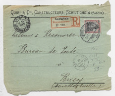 GERMANY GERMANIA 40C DEVANT LETTRE REC FRONT COVER BRIEF SCHILTIGHEIM ALSACE 1905+ AMBULANT NANCY A VESOUL - Poste Ferroviaire