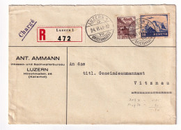 Lettre Recommandée 1941 Suisse Luzern Vitznau Chargé Switzerland Schweiz Amman - Briefe U. Dokumente