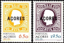 AZORES 1980 YVERT 323/24 **- EVOCACIÓN DE LA PRIMERA EMISIÓN SE SELLOS POSTALES - Açores