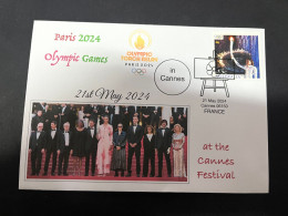 22-5-2024 (5 Z 47) Paris Olympic Games 2024 - Olympic Torch Visit To Cannes Film Festival - With OLYMPIC Stamp - Estate 2024 : Parigi