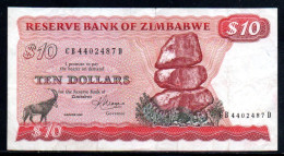 659-Zimbabwe 10$ 1983 CB440D, Petites Déchirures - Zimbabwe