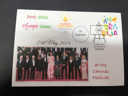 22-5-2024 (5 Z 47) Paris Olympic Games 2024 - Olympic Torch Visit To Cannes Film Festival - With OZ Stamp - Verano 2024 : París