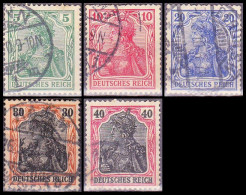 1905 - 1911- ALEMANIA - IMPERIO - GERMANIA DEUSTCHES REICH - YVERT 83,84,85,87,88 - Gebraucht