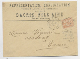 MOUCHON 15C LETTRE ENTETE TEBESSA ALGERIE CONVOYEUR SOUK AHRAS A TEBESSA 3 JUL 1901 COTE 110€ - Spoorwegpost