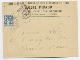 SAGE 15C LETTRE ENTETE BOIS A BRULER CHARBON DE BOIS TYPE A PARIS GARE DU SUD OUEST 18 DEC 1897 - Railway Post