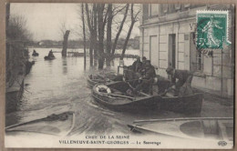 CPA 94 - VILLENEUVE SAINT GEORGES - CRUE DE LA SEINE - Le Sauvetage - TB PLAN ANIMATION  Inondations - Villeneuve Saint Georges