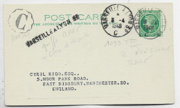 MAZELIN 2FR SEUL CARTE AMBULANT MARSEILLE  A LYON 3° C 3.4.1948 + GRIFFE +  BRIGADE AMBULANT C POUR ANGLETERRE - Railway Post