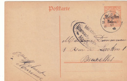 Belgique - Carte Postale De 1918 - Entier Postal - Oblit Marenne - Exp Vers Bruxelles - Avec Censure - - OC26/37 Etappengebied.