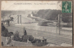 CPA 94 - VILLENEUVE SAINT GEORGES - Vue Sur ABLON Et Le Pont Suspendu - TB PLAN VOIES CHEMIN DE FER + Bateau - Villeneuve Saint Georges