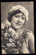 AK Glückwünsche Geburtstag: Frauenportrait Blumen, FREILINGEN (WESTERWALD) 1931 - Andere & Zonder Classificatie