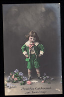 AK Glückwünsche Geburtstag: Böser Junge - Kaputte Blumen, HILGEN 27.4.1914 - Autres & Non Classés