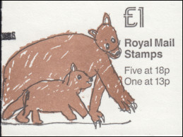 Großbritannien-Markenheftchen 79 D G London Zoo - Bären 1986, Mit Zählbalken, ** - Markenheftchen