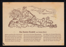 Lyrik-AK Ludwig Uhland: Des Knaben Berglied / Schäfer Flöte Schafe Hund, 1947 - Andere & Zonder Classificatie