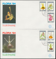 Surinam FLORA Orchideen 1984 - Satz Auf 2 Schmuck-FDC's - Andere & Zonder Classificatie