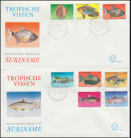 Surinam Tropische Fische 1980 - Satz Auf 2 Schmuck-FDC's - Vissen