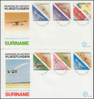 Surinam Flugzeuge: Früher Und Heute 1987 - Satz Auf 2 Schmuck-FDC's - Avions