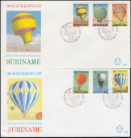 Surinam 200 Jahre Bollonfahrten Ballonvaart 1983 - Satz Auf 2 Schmuck-FDC's - Montgolfières