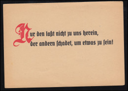 Lyrik-AK Nur Den Laßt Nicht Zu Uns Herein, Der Anderen Schadet,um Etwas Zu Sein! - Sonstige & Ohne Zuordnung