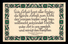 Lyrik-AK Spruchkarte Friedrich Lienhard: Gute Arbeit Harrt Aller Enden,... 1925  - Andere & Zonder Classificatie