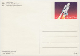 Schweiz Postkarte P 241 LURABA Luzern Weltraumflug 1981, ** Postfrisch - Stamped Stationery