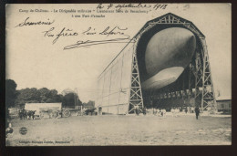 AVIATION - CAMP DE CHALONS - LE DIRIGEABLE MILITAIRE LIEUTENANT SELLE DE BEAUCHAMP A SON PORT D'ATTACHE - Dirigibili