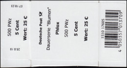 3296 Phlox 5 +CF -605 Banderole / Aufkleber 500er (kleine Nr. / Offene 4) - Roller Precancels