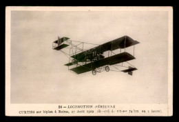 AVIATION - GRANDE SEMAINE D'AVIATION DE CHAMPAGNE 27 AOUT 1909 - CURTISS SUR BIPLAN - ....-1914: Précurseurs
