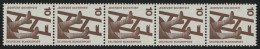 695a Unfall Schwarze Nr. 10 Pf 500er-Rolle, 5er-Streifen + Nr. ** - Rollenmarken