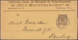 Württemberg Streifband-Sendung Die Briefmarke ESSLINGEN-BAHNHOF 11.4.1895 - Ganzsachen