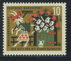408 Wohlfahrt Brüder Grimm 10+5 Pf Sieben Geißlein ** - Ungebraucht