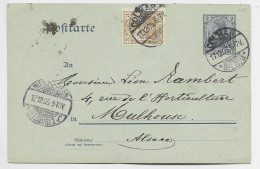 GERMANY ENTIER POSTKARTE 2C +3C COLMAR ELS 17.12.1905 POUR MULHOUSE - Storia Postale