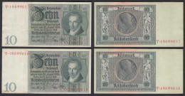 2 Stück á 10 Reichsmark Im Paar 1929 D. Reich Ro 173a Udr F Serie T XF (2) - Sonstige & Ohne Zuordnung