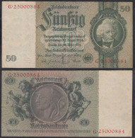 50 Reichsmark 1933 3. Reich Ro 175c Pick 182 VF+ (3+) Udr L - Serie G   (29243 - Other & Unclassified