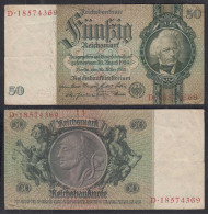 50 Reichsmark 1933 D. Reich Ro 175b Pick 182 VF- (3-) Udr K - Serie D   (29240 - Other & Unclassified