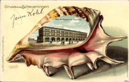 Muschel Lithographie Scheveningen Den Haag Südholland, Hotel Des Galeries, Café, Restaurant - Autres & Non Classés