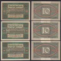Ros 67a 3 Stück á 10 Mark 1920 Pick 63a UDR: J Serie W,Y,Z  AUNC (1-)   (30334 - Other & Unclassified