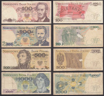 Polen - Poland 100, 200, 500, 1000 Zloty Banknoten   (31103 - Polen