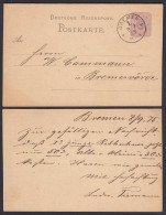BREMEN Deutsches Reich 1875 5 Pfennige Postkarte Nach BREMERVÖRDE    (32208 - Sonstige & Ohne Zuordnung