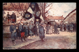 GUERRE 14/18 - ILLUSTRATEURS - J.F. BOUCHOR - PRESENTATION DU DRAPEAU ALLEMAND A MONTZEVILLE (MEUSE) - War 1914-18