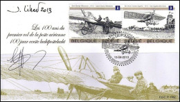 FDC (4333/4334) SIGNÉ / GETEKEND / ZEICHEN - Les 100 Ans Du 1er Vol De La Poste Aérienne/100 Jaar Eerste Luchtpostvlucht - 2011-2014