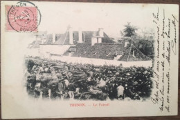 Cpa 24 Dordogne, Thenon, Le Foirail, Un Jour De Foire Aux Bestiaux, Marché, Animée, Dos Simple écrite En 1903, Tbe - Autres & Non Classés