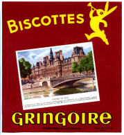 Buvard  18 X 20  Biscottes GRINGOIRE Pithiviers En Gatinais L'Hôtel De Ville (Paris) 350g - Biscottes