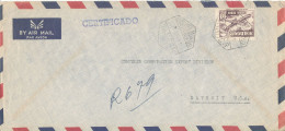 Spanish Morocco TANGER Registered Air Mail Cover Sent To USA Tanger 7-11-1953 Single Franked - Maroc Espagnol