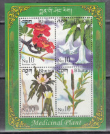 BHUTAN, 2002,  Medicinal Plants, Set 4 V, MS,  MNH, (**) - Bhután