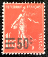 1927 FRANCE N 225 - TYPE SEMEUSE CAMEE SURCHARGE - NEUF */** - 1906-38 Semeuse Camée