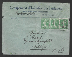 Perpignan, Enveloppe à Entête Du Groupement D'initiative Des Jardiniers, Voyagée Vers Osséja - 1921-1960: Modern Tijdperk