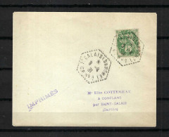 FRANCE 1931: LSC De St Calais (Sarthe) Avec CAD Hexagonal Tiretés "CP No 1" Au Tarif "Imprimés" - 1900-29 Blanc