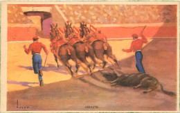 Corrida - Lances De Una Corrida - Arrastre - Colorisée - Art Peinture - CPM - Voir Scans Recto-Verso - Corridas